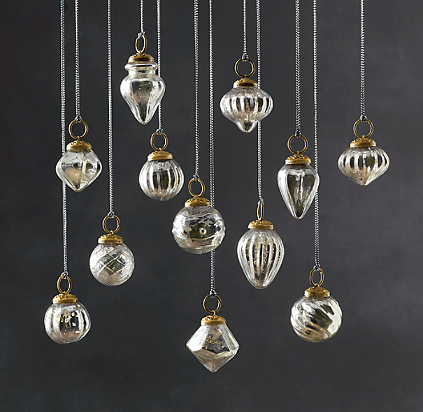Vintage Handblown Glass Mini Ornaments Set of 12 Silver Vintage Handblown Glass Mini Ornaments Set of 12 Silver