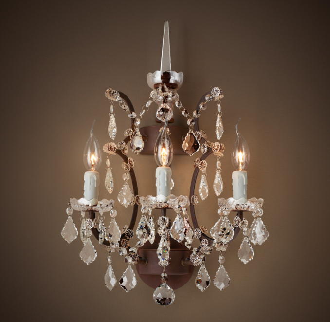19th C. Rococo Iron & Clear Crystal Sconce | RH Modern