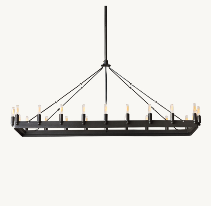 Camino Vintage Candelabra Rectangular Chandelier 52\"