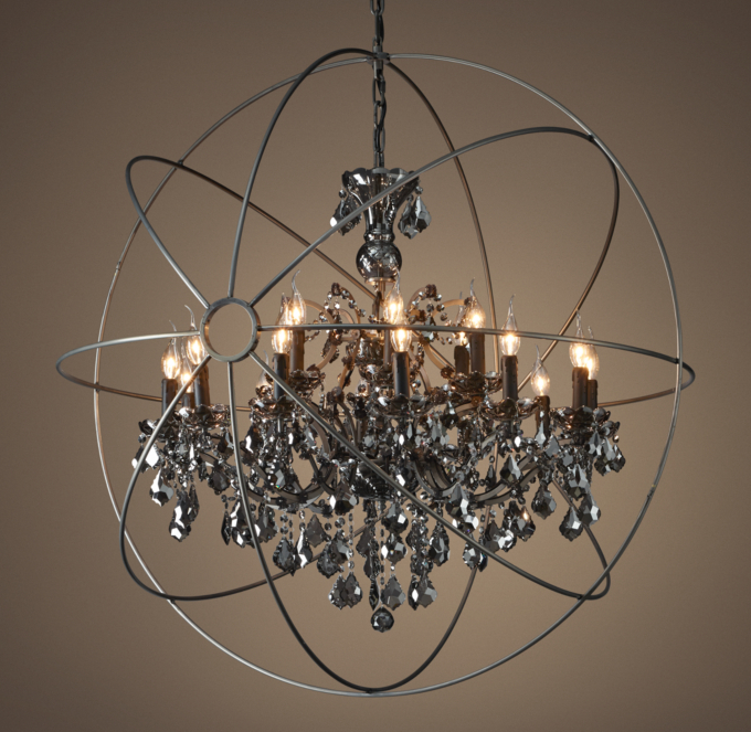 Foucault's Orb Smoke Crystal Chandelier 44"