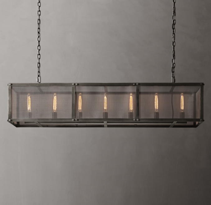 Riveted Mesh Rectangular Chandelier 60"
