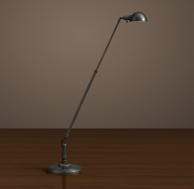 1910 Machinist Boom Task Floor Lamp Aged Steel