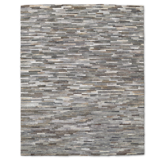 South American Cowhide Stripe Rug - Grey 