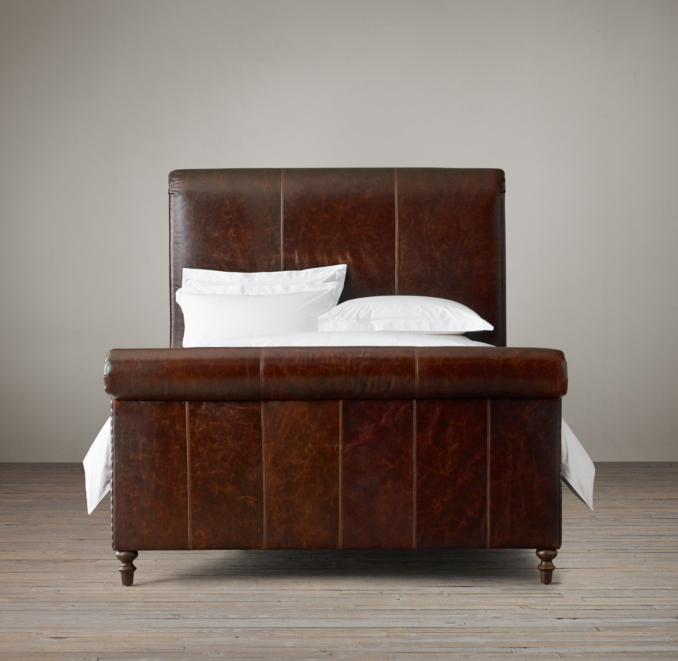 Ellsworth Leather Sleigh Bed With Footboard