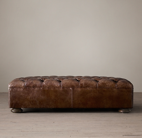 Fabric And Leather Coffee Tables Rh, Big Leather Ottoman Coffee Table