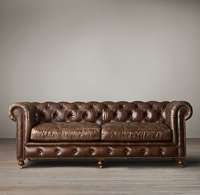 84 Petite Kensington Leather Sofa, Restoration Hardware Kensington Sofa Leather