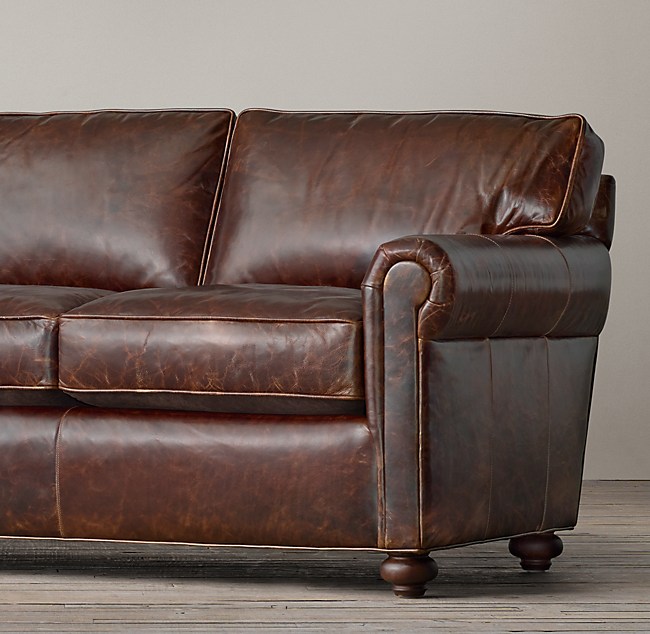 84 Petite Original Lancaster Leather Sofa, Lancaster Leather Sofa Restoration Hardware
