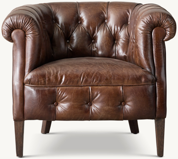 1930s English Tufted Leather Tub Chair RH