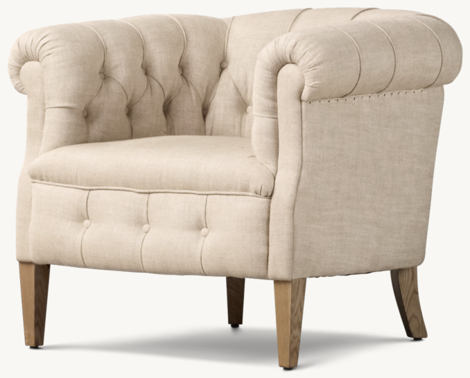 Three Quarter view of 1930S English Tufted Tub Chair 