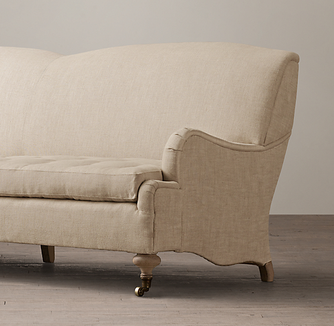 19th C English Roll Arm Upholstered Sofa