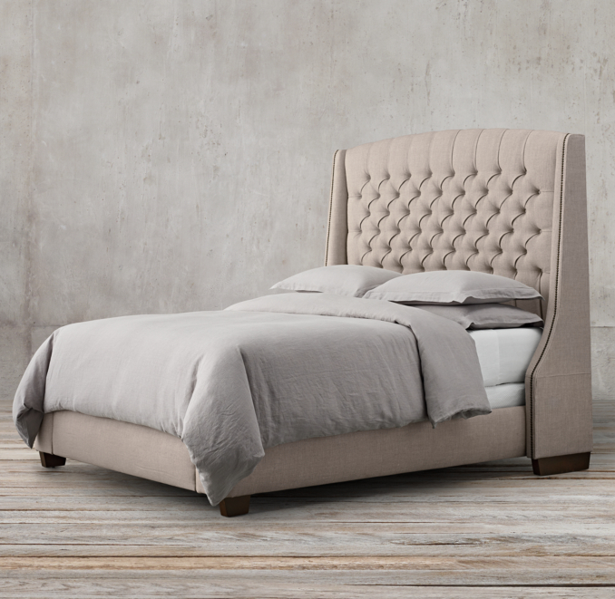 Warner Tufted Fabric Bed With Nailheads