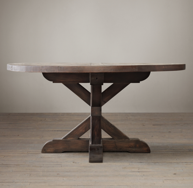 Salvaged Wood XBase Round Dining Table Salvaged Brown