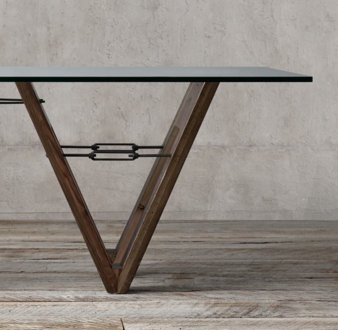 Rh glass outlet dining table