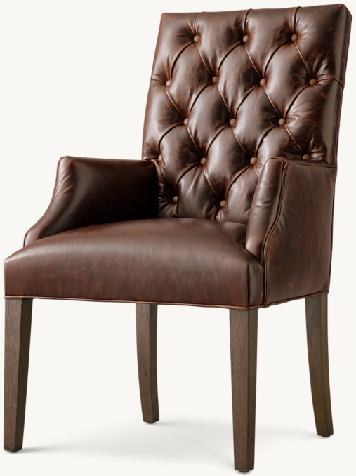 Three Quarter view of Bennett Parsons Leather Dining Armchair 