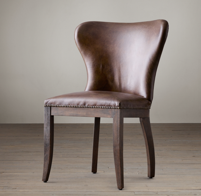 1940s Wingback Leather Side Chair