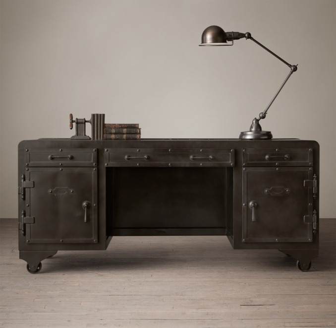 20th C. Iron Vault Desk