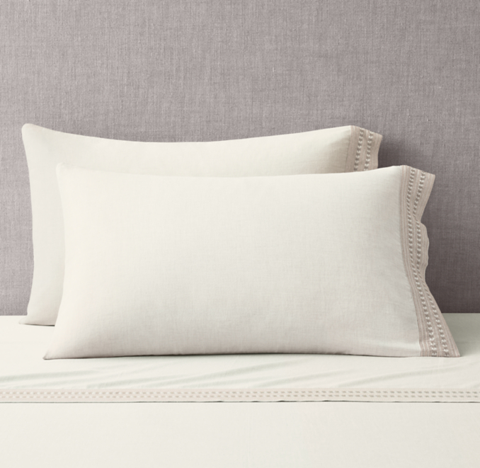 Front view of Allali Embroidered Cotton Pillowcases (Set Of 2) 