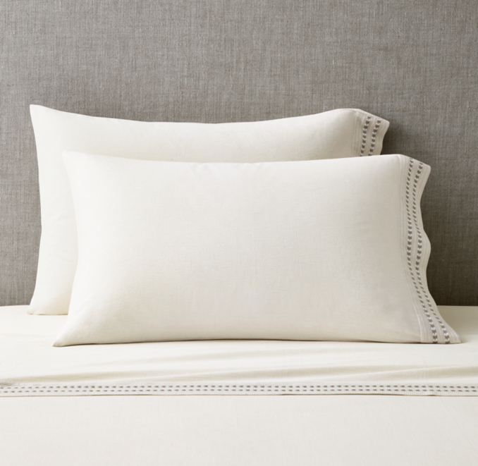 Front view of Allali Embroidered Cotton Pillowcases (Set Of 2) 