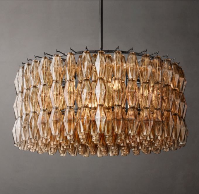 Chiara Smoke Glass Round Chandelier 37\"
