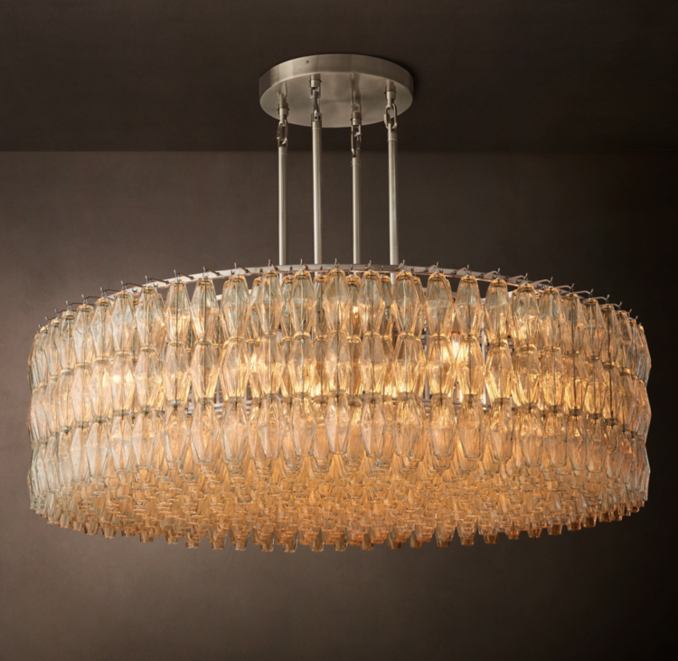 62" chandelier shown in Satin Nickel.