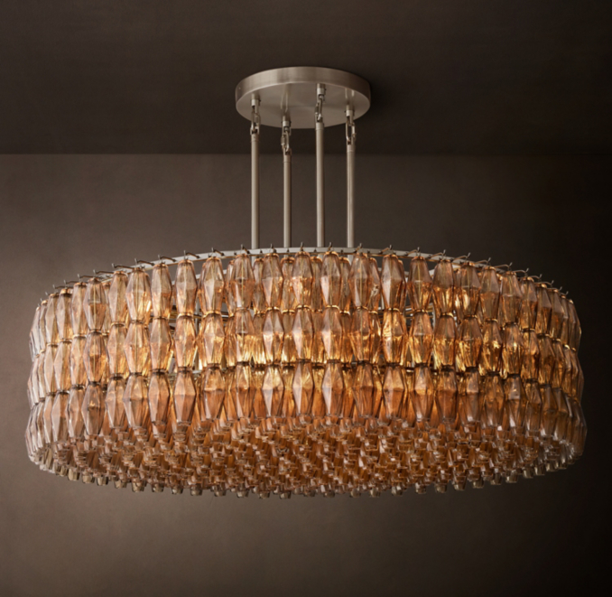 62" chandelier shown in Satin Nickel.