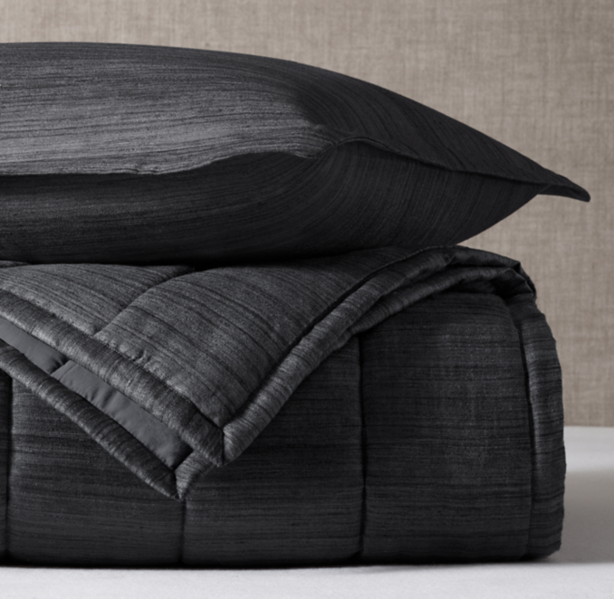 Raw Silk Channel-Stitched Quilt | RH