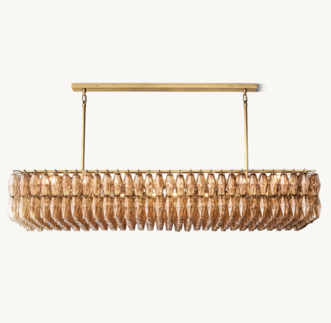 Chiara Smoke Glass Rectangular Chandelier 74\"