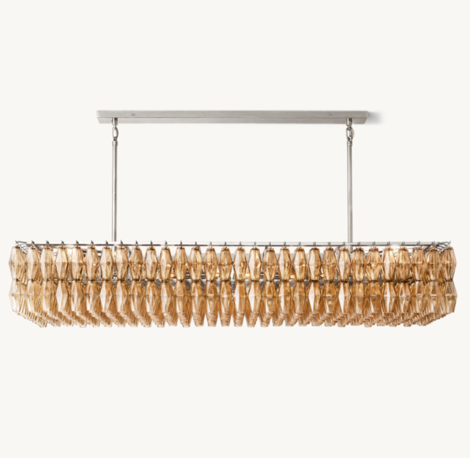 Chiara Smoke Glass Rectangular Chandelier 74\"