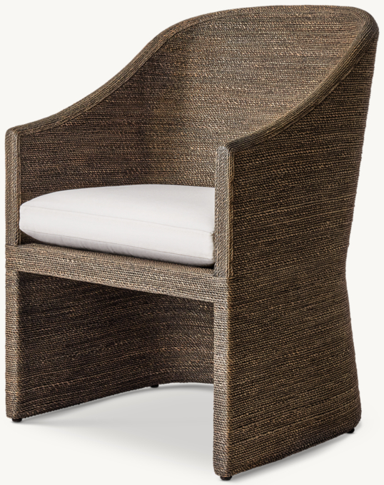 Marisol Seagrass Woven Open-Base Slope Arm Dining Armchair