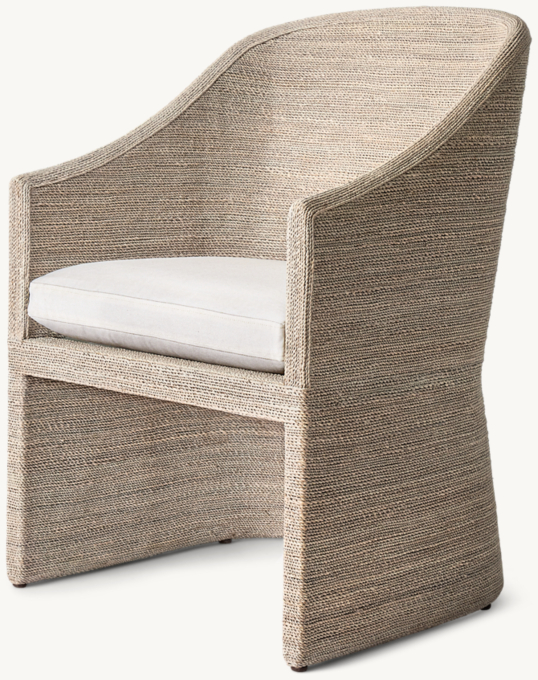 Marisol Seagrass Woven Open-Base Slope Arm Dining Armchair