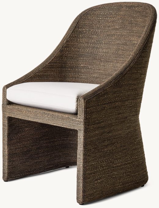 Marisol Seagrass Woven Open-Base Slope Arm Dining Side Chair