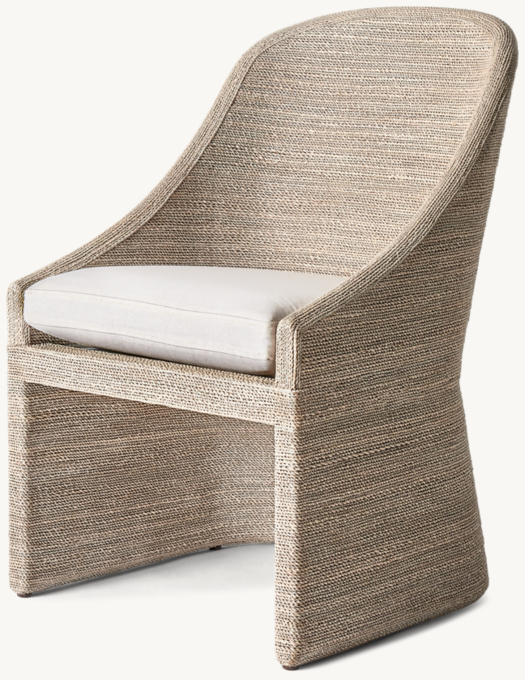 Marisol Seagrass Woven Open-Base Slope Arm Dining Side Chair