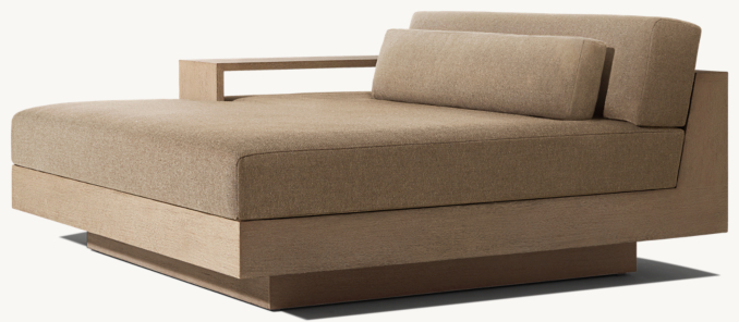 Three Quarter view of Cape Town Teak Modular Left-Arm Daybed - Frame Only 