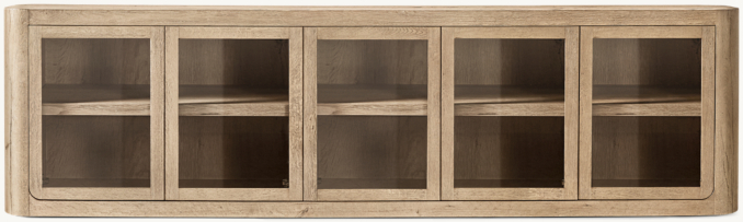 Front view of Oslo Glass 5-Door Media Console 