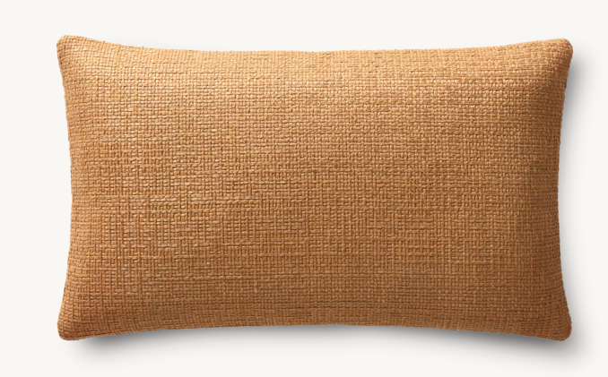 Overhead view of Italian Pietro Basket Weave Knife-Edge Pillow Cover - Lumbar 