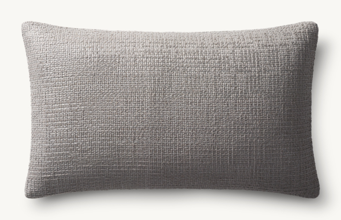 Overhead view of Italian Pietro Basket Weave Knife-Edge Pillow Cover - Lumbar