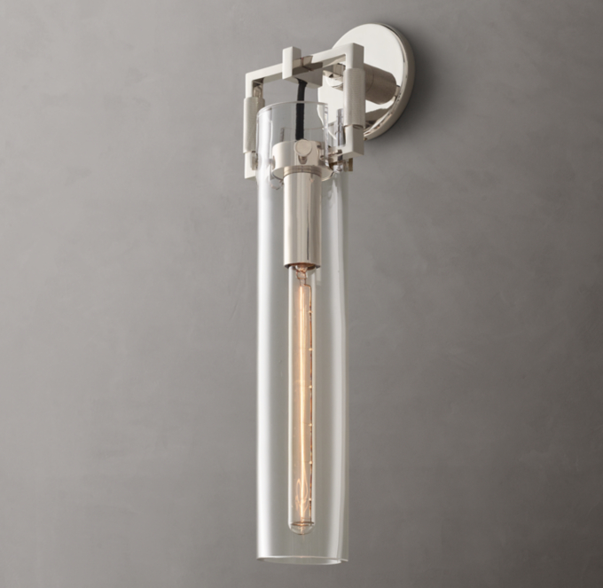 Machinist Glass Cylinder Sconce 16\"