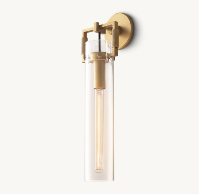 Machinist Glass Cylinder Sconce 16\"