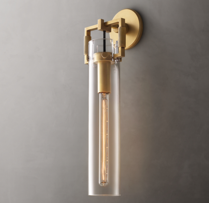 Machinist Glass Cylinder Sconce 16\"