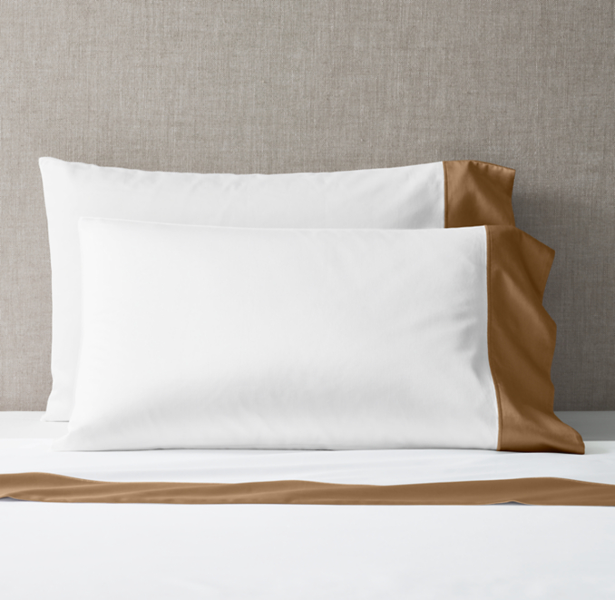 Front view of Italian 1000-Thread-Count Sateen Grand Border Pillowcases (Set Of 2) 