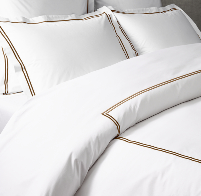 Italian White Hotel Satin Stitch Duvet Cover