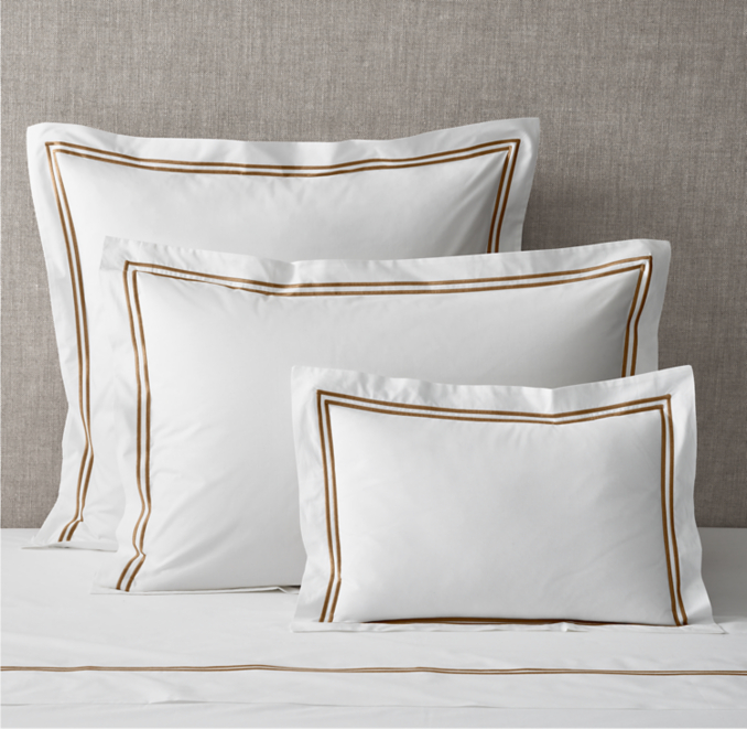 Front view of Italian White Hotel Satin Stitch Sham 