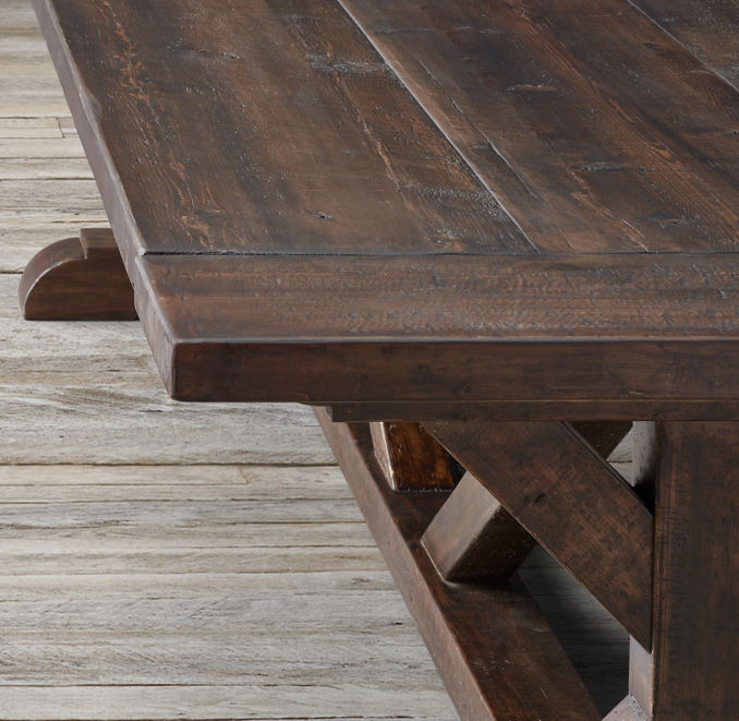 Salvaged Wood XBase Rectangular Extension Dining Table