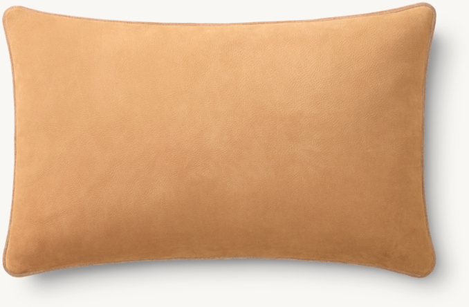 Overhead view of Italian Veneto Leather With Velvet Piping Pillow Cover - Lumbar 