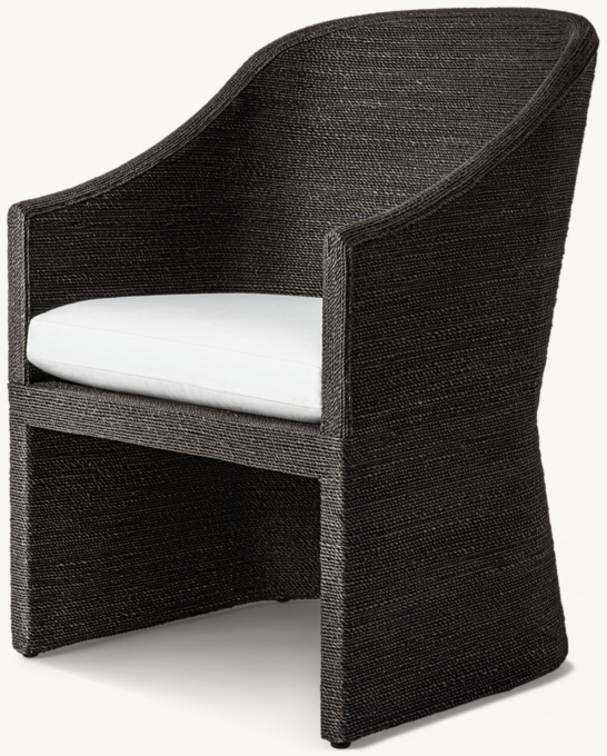 Marisol Seagrass Woven Open-Base Slope Arm Dining Armchair