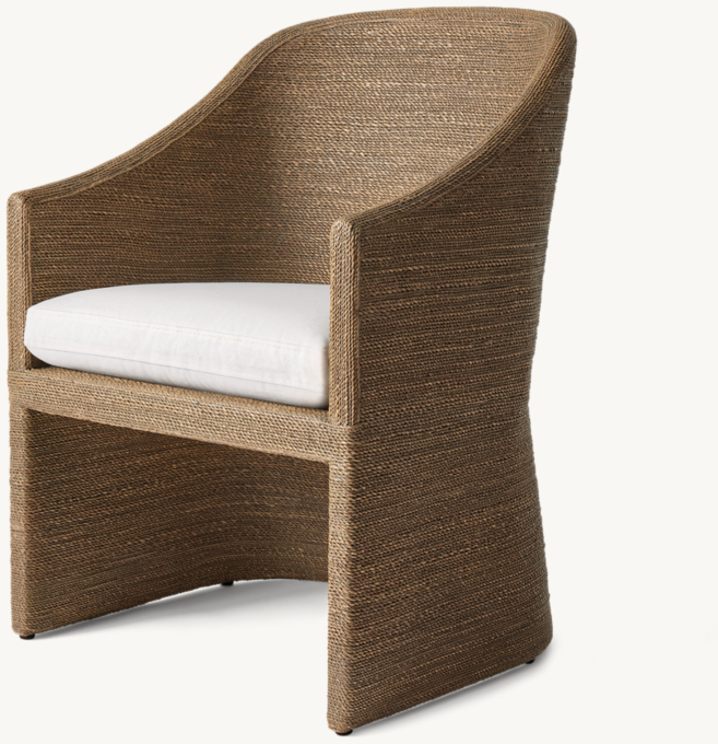 Marisol Seagrass Woven Open-Base Slope Arm Dining Armchair