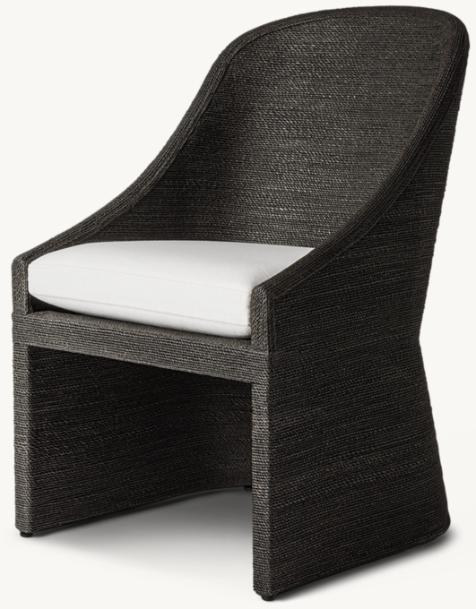 Marisol Seagrass Woven Open-Base Slope Arm Dining Side Chair