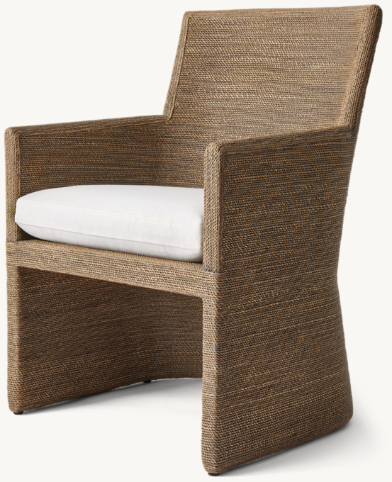 Marisol Seagrass Woven Open-Base Track Arm Dining Armchair