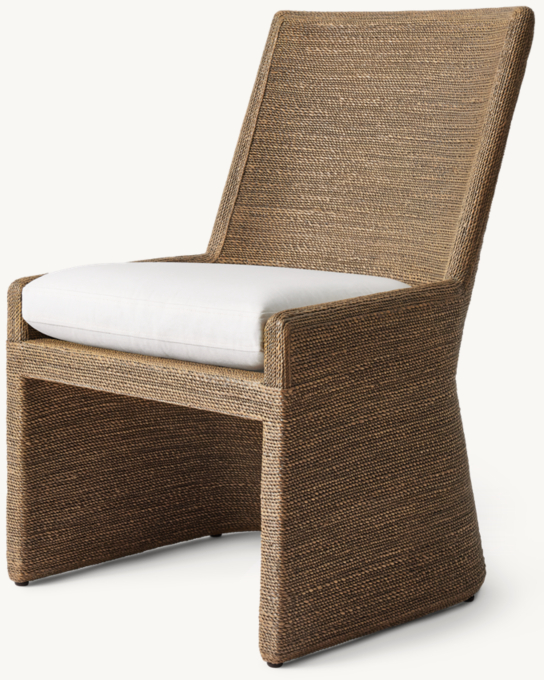 Marisol Seagrass Woven Open-Base Track Arm Dining Side Chair