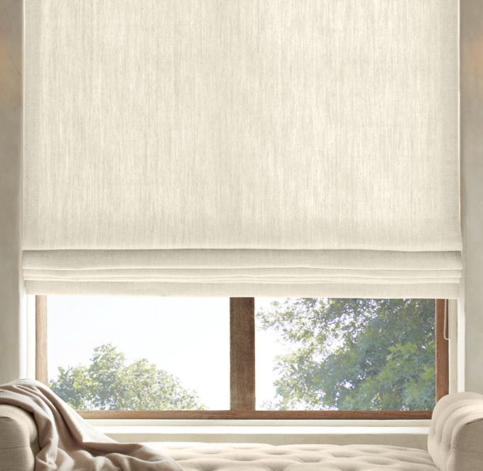 Flat Roman Shade in Classic Linen - Heathered Dove – Loom Decor